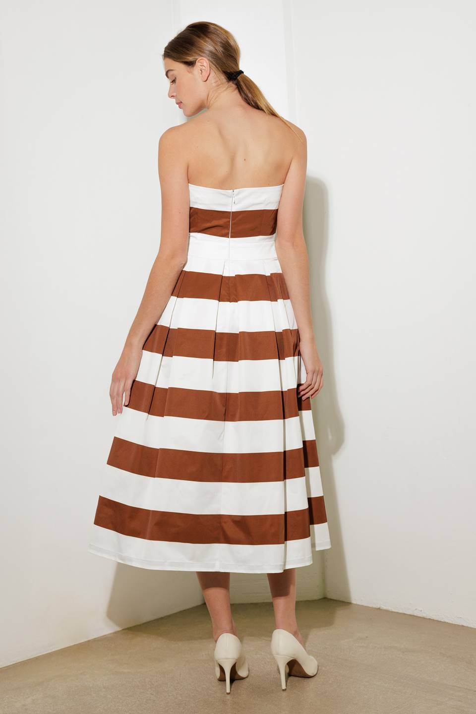 EVERYDAY HUSTLE RUST WOVEN MIDI DRESS Flying Tomato